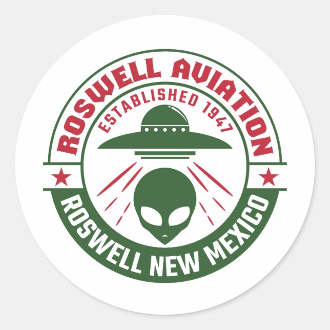 Sticker Rond Roswell Aviation Fondée en 1947 (Devant)