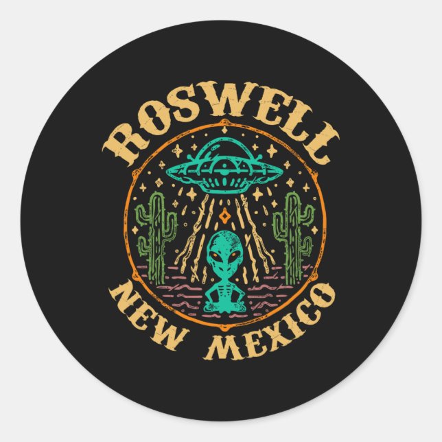Sticker Rond Roswell Nm 1947 - Funny Roswell Aviation New Mexic (Devant)
