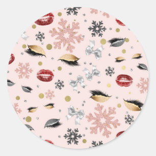 Sticker Rond Rosy Rose fille maquillage beauté Noël de Noël
