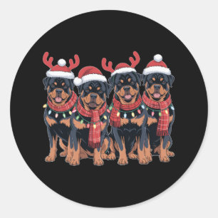 Sticker Rond Rottweiler Chien Noël Noël Noël Noël Famille Papa 