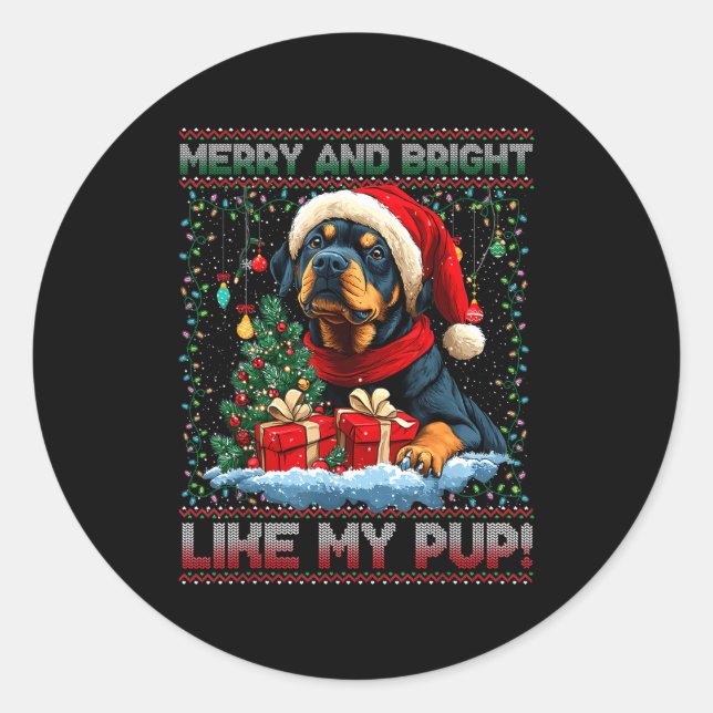 Sticker Rond Rottweiler Christmas Tree Decorations Dog Lover Xm (Devant)