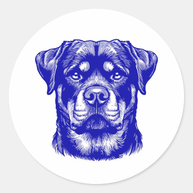 Sticker Rond Rottweiler Dog Face - Line Art (Devant)