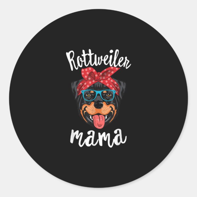 Sticker Rond rottweiler mama chiot maman chien amoureux cadeau (Devant)