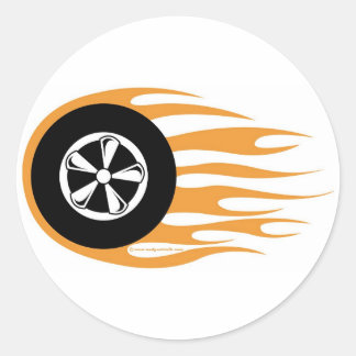 Sticker Rond Roue à tige chaude avec flammes