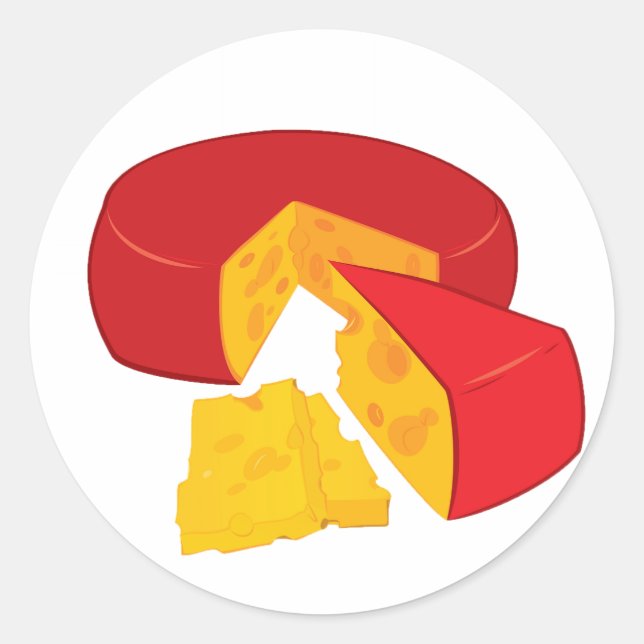 Sticker Rond Roue de fromage cire rouge produit laitier (Devant)