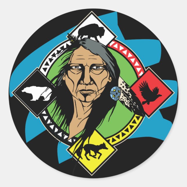 Sticker Rond Roue de médecine amérindienne (Devant)