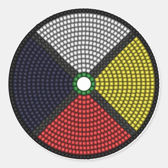 Sticker Rond Roue de médecine perlée (Devant)