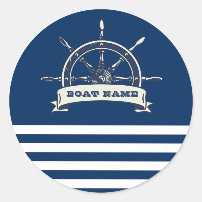 Sticker Rond Roue nautique, Bleu de la Marine (Devant)