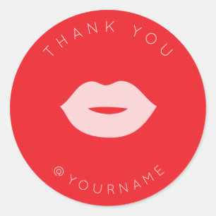 Sticker Rond Rouge à Lèvres Rose Minimaliste Merci Poshmark