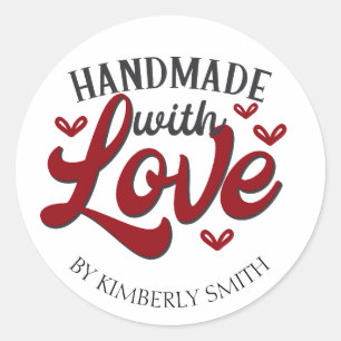 Sticker Rond Rouge artisanal avec artisanat d'amour
