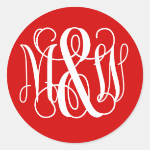 Sticker Rond Rouge Blanc B&G Vigne Monogramme DIY BG