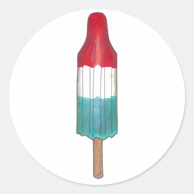 Sticker Rond Rouge Blanc Bleu Rocket Popsicle Patriotique USA (Devant)