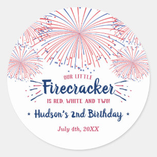 Sticker Rond Rouge, Blanc & Deux ! 4 juillet 2e anniversaire
