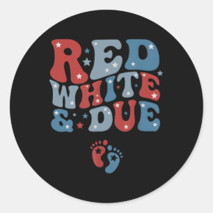 Sticker Rond Rouge Blanc Et 4 juillet Usa