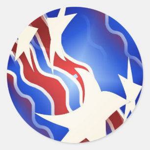 Sticker Rond Rouge, blanc et bleu
