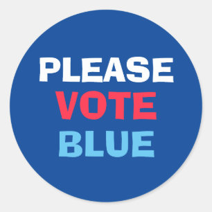 Sticker Rond Rouge Blanc Et Bleu S'Il Vous Plaît Voter Élection