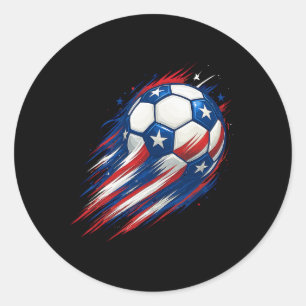 Sticker Rond Rouge Blanc Et Bleu Soccer Ll Patriotique Quatre J