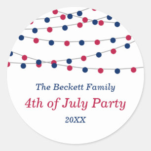 Sticker Rond Rouge, Blanc et Bleu, voyants 4 juillet fête