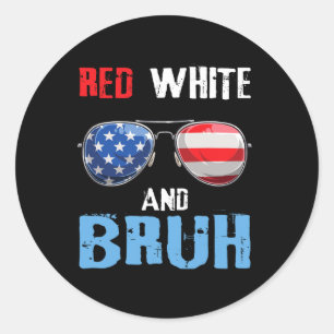 Sticker Rond Rouge Blanc Et Bruh 4 juillet Garçons Ado patrioti