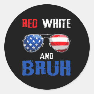 Sticker Rond Rouge Blanc Et Bruh 4 juillet Garçons Ado patrioti