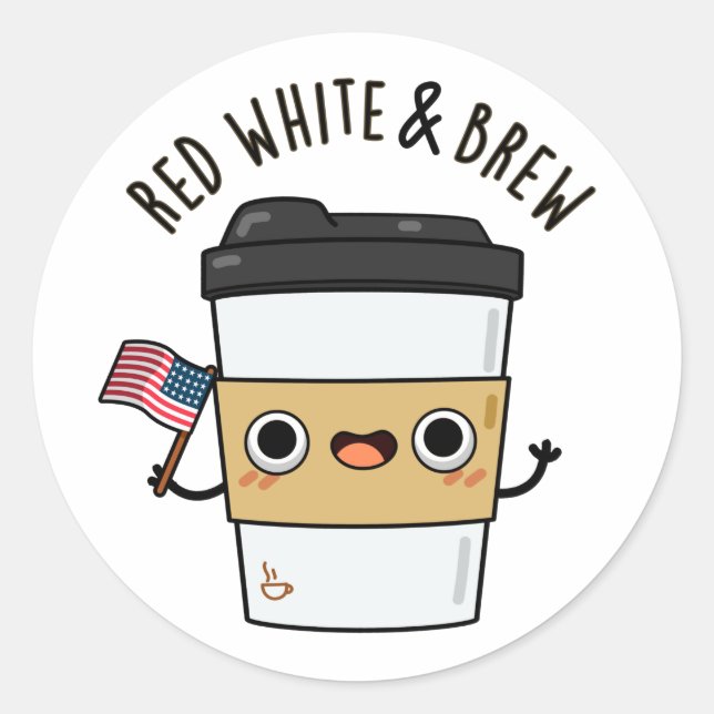 Sticker Rond Rouge Blanc Et Brûler Drôle Drapeau Américain Pun  (Devant)