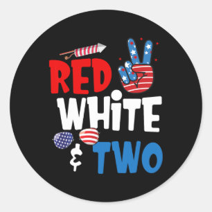 Sticker Rond Rouge Blanc Et Deux Anniversaires 4 juillet Améric