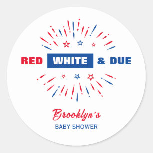 Sticker Rond Rouge Blanc Et Dû 4 Juillet Baby shower Patriotiqu