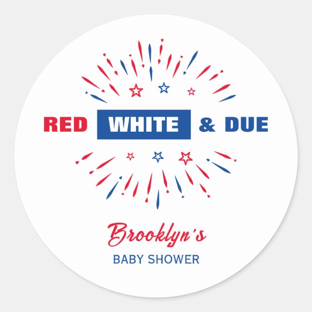 Sticker Rond Rouge Blanc Et Dû 4 Juillet Baby shower Patriotiqu (Devant)