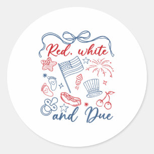 Sticker Rond Rouge Blanc Et Enceinte 4 Juillet Grossesse Été Ét