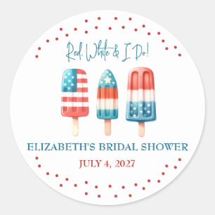 Sticker Rond Rouge, Blanc & Je Dis Mariage Populaire de Mariée