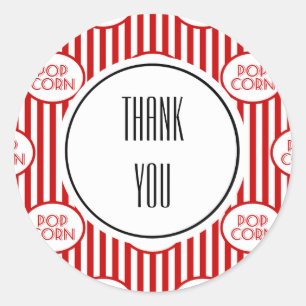 Sticker Rond Rouge Blanc Stripe Popcorn Box Films Personnalisés