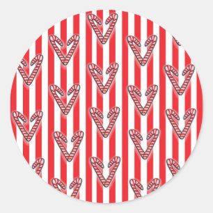 Sticker Rond Rouge Blanc Stripes Lollipops Coeurs