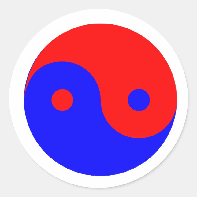 Sticker Rond Rouge bleu Yin Yang (Devant)