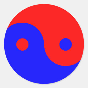 Sticker Rond Rouge bleu Yin Yang