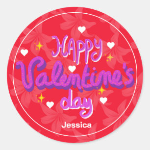 Sticker Rond Rouge coloré moderne valentine's jour amour bff