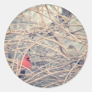 Sticker Rond Rouge dans un hiver triste par angelandspot.
