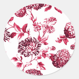 Sticker Rond Rouge de cerise Toile floral vintage No.2