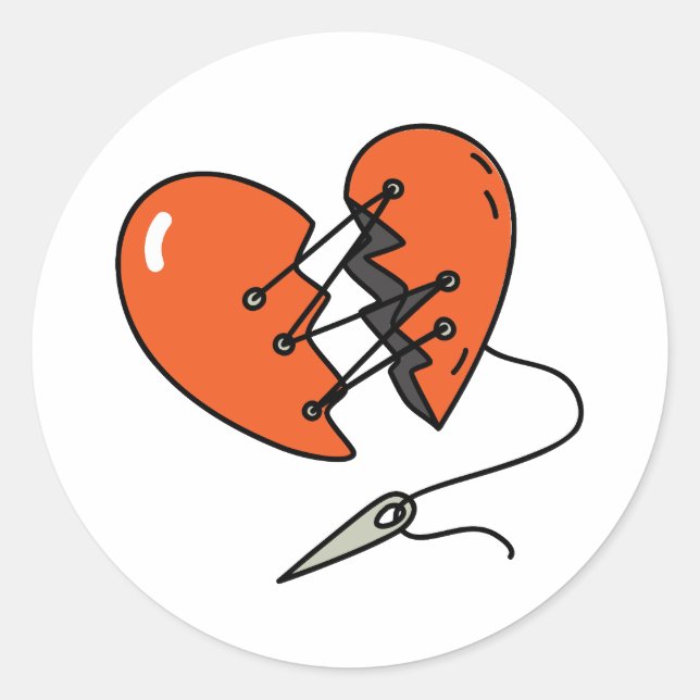 Sticker Rond Rouge de coeur brisé (Devant)