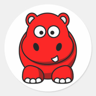 Sticker Rond Rouge d'hippopotame