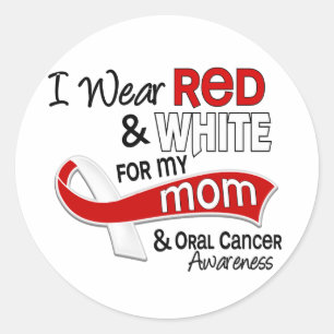 Sticker Rond Rouge et blanc pour mon Cancer oral de la maman 42