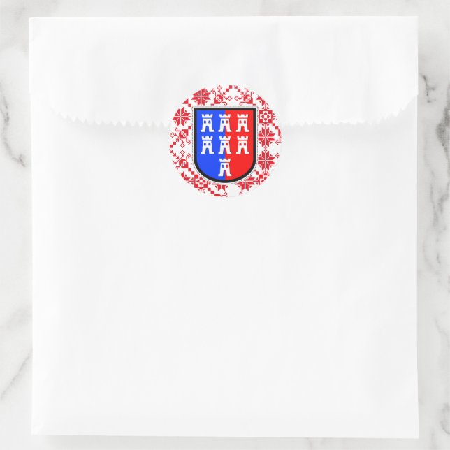 Sticker Rond Rouge et Bleu, il doit (Sac)