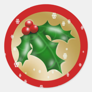 Sticker Rond Rouge et Gold Holly