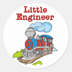 Sticker Rond Rouge et ingénieur de train bleu petit