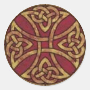 Sticker Rond Rouge et noeud de Celtic d'or