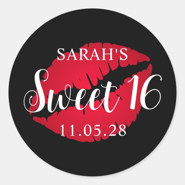 Sticker Rond Rouge et noir Ombre Lipstick Sweet 16 (Devant)