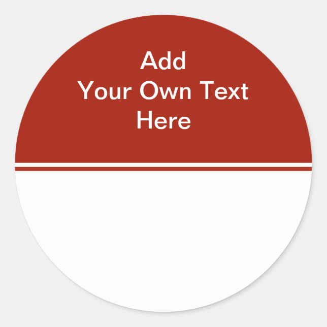 Sticker Rond Rouge foncé avec zone blanche et texte. (Devant)