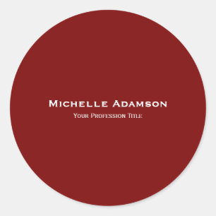 Sticker Rond Rouge Foncé Professionnel Moderne Uni