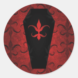 Sticker Rond Rouge gothique élégant Halloween de cercueil de