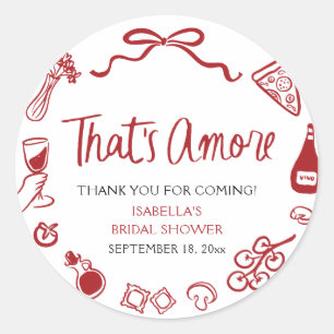 Sticker Rond Rouge Italien C'est l'Amour Pizza Pâtes Réception 