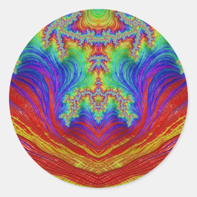 Sticker rond rouge jaune bleu pourpl~ Classic (Devant)